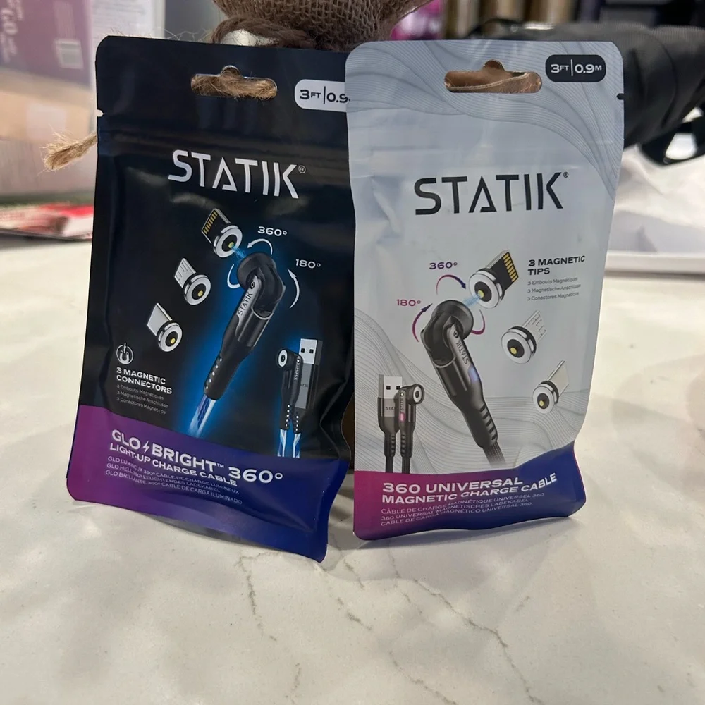 2 pack 360 Universal Magnetic Charge Cable - Black and Purple